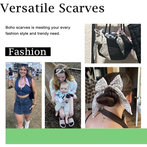 4Pcs Fashion Scarves for Women Boho Satin Headbands Multi-Function Bag Hair - Picture 3 of 8